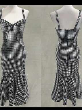 Amanda Uprichard Black and White Check Midi Dress